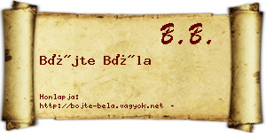 Böjte Béla névjegykártya